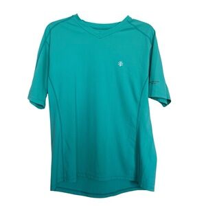 Coolibar UpF+50 Men’s Sz L V-Neck 3D Dri Suntech Athletic Short Sleeve Top
